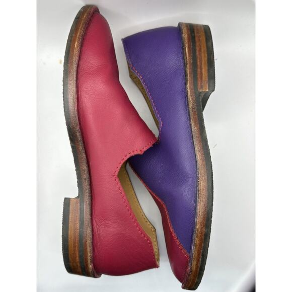 Art Peaux Handmade Shoes Leather Womens Size 39 Pink Purple Vibram Soles - Picture 5 of 8